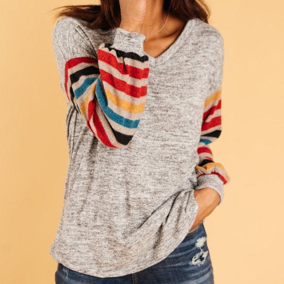 Dash of Pink Tops - Party Up Your Sleeves Rainbow Stripes Top